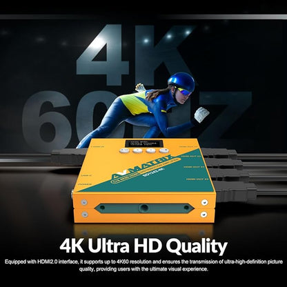 AVMATRIX SD1242-4K 1 in 4 Out Distribution HDMI Signal Splitter Converter with 4xHDMI Output,1xHDMI Input,Support Signals up to up to 4K 60hz
