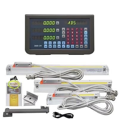 3 Axis DRO Kit Digital Readout TTL Linear Scale Kit 5um Precision (0.0002") for Milling Lathe Machine （170mm~1020mm ）