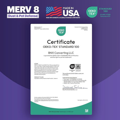 BNX TruFilter 16x20x4 (15.5’’ x 19.5’’ x 3.63‘’ Slim Fit) MERV 8 Air Filter (2-Pack) - MADE IN USA - Dust & Pet Defense Air Conditioner HVAC AC Filters for Dust, Pet, Mold, MPR 600 – 700 & FPR 5