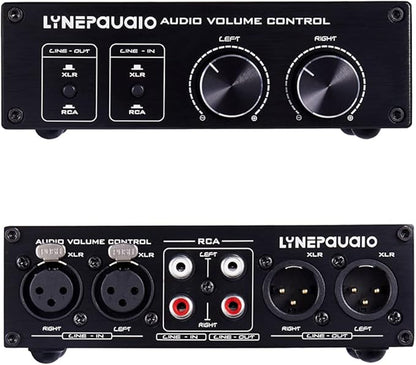 QIUNI Passive Volume Controller with Fully-Balanced & Single-Ended Mode XLR & RCA Interface for Home Stereo System Pre-Amplifier Speaker