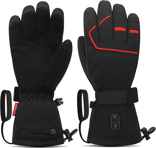FEETMOR Heated Gloves for Men Women - Upgraded Rechargeable Dual-Heated Winter Gloves for Motorcycling, Hunting, Skiing