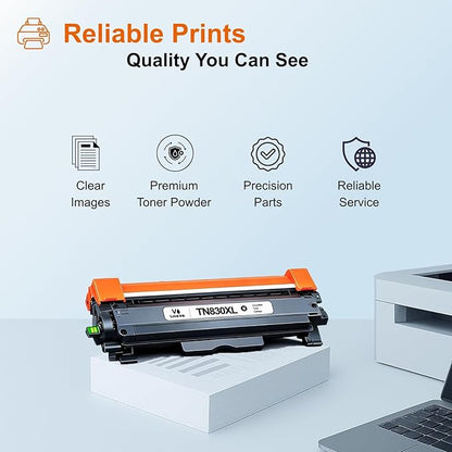 VLOVEINK TN830XL TN830 Toner Cartridge Replacement for Brother TN830XL TN830 XL/V/R 830 XL Toner Cartridge for Brother Printer HL-L2460DW DCP-L2640DW HL-L2405W MFC-L2820DW High Yield, 5 Black