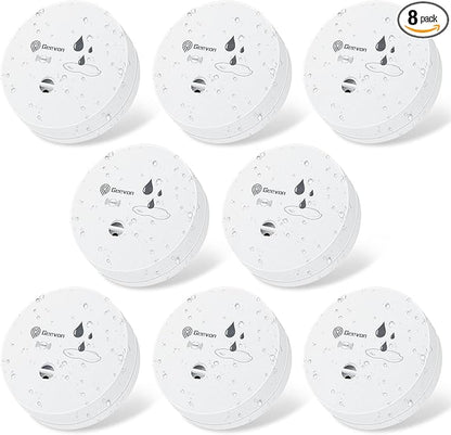 Geevon 8 Pack Water Leak Detectors, 100dB Water Sensor Alarms Flood Detector for Basements, Bathrooms, Laundry Rooms, Kitchens, Garages, and Attics, Water Alarms Battery-Operated (Battery Included)