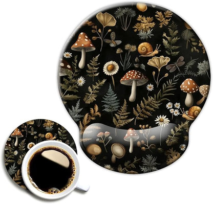Ergonomic Mouse Pad with Wrist Support,Mouse Pad with Wrist Rest,Relieve Wrist Pain Mousepad Non-Slip Rubber Base,Mouse Pads for Desk,Computers,Laptop,Office,Home,Accessories Plant Mushroom
