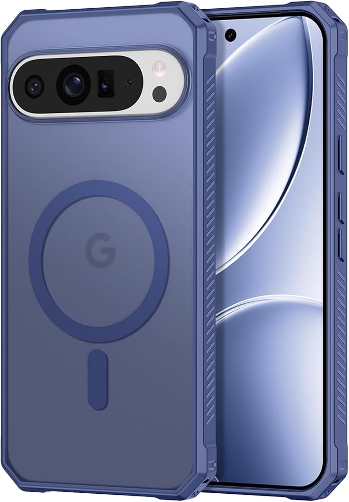 Magnetic for Google Pixel 9/Pixel 9 Pro Case, [Military Grade Drop Protection] [Compatible with MagSafe] Shockproof Slim Translucent Matte Anti-Slip for Women Girls Men Case, Matte Blue