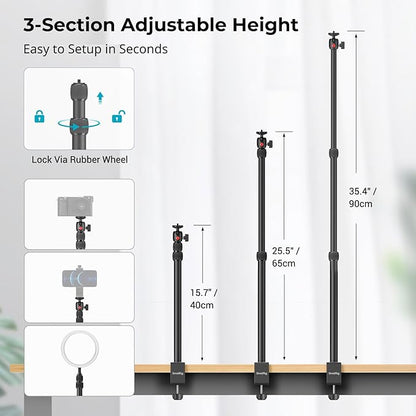 SMALLRIG Camera Desk Mount C Stand, 15"-35" Adjustable Desk Tripod Light Stand, Tabletop C Clamp for Webcam, DSLR Camera, Ring Light, Live Streaming, Photo Video Shooting