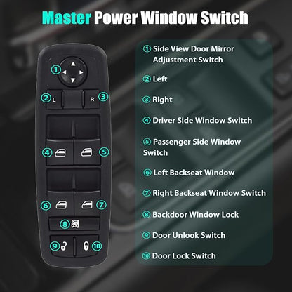 Master Power Window Control Switch for 2013 2014 2015 2016 Dodge Dart 68271203AB 56046568AC 56046553AB, 8+13 Pins, Front Left Driver Side Door Lock Window Controller