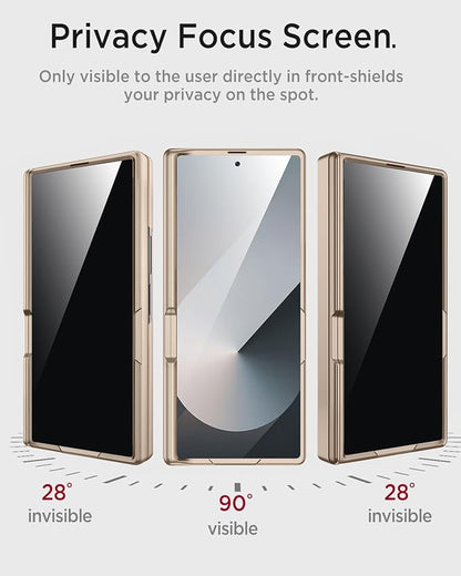 Miimall for Samsung Galaxy Z Fold 7 Case with Privacy Screen Protector, Anti Spy Built-in Adjustable Kickstand Magnetic Hinge Protection Full-Body Protective Case for Galaxy Z Fold 7 Champagne Gold