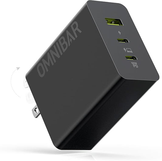 100W USB C Charger,100W Laptop Fast Charger 3-Port GaN Foldable Fast Wall Charger Block,PD3.0 PPS Power Adapter for MacBook Pro/Air,iPad Pro,iPhone 16 Pro,Galaxy S24 Ultra,Steam Deck,Google Pixelbook