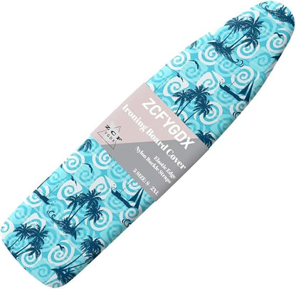 ZCFYGDX 15" x 54" Ironing Board Cover Scorch Resistant,Wear & Soil Resistant Covers, Easy Installation Elastic Edges 3 Fasteners,Lightweight & Breathable Coconut Tree Sailboat Print Size-XL
