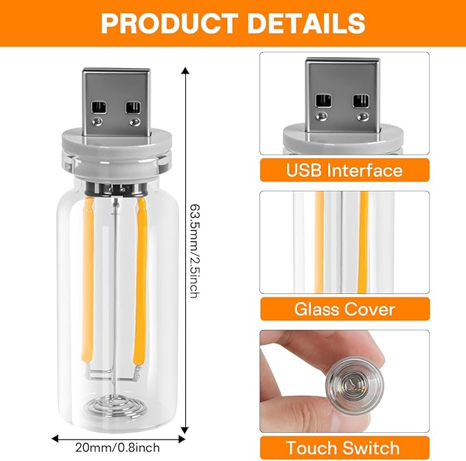 2PCS USB Car LED Interior Lights, Mini Ambient Lighting Accessories, Touch Control Decorative Night Lamps for Vehicle, Bedroom, Camping, Holiday Decor(Red)