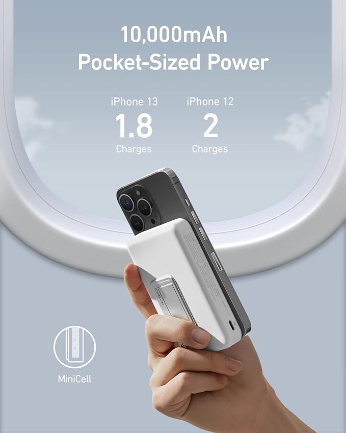 Anker 633 Magnetic Battery, 10,000mAh Foldable Wireless Portable Charger, 20W USB-C Power Delivery Power Bank with Stand, Magsafe-Compatible for iPhone 16/15/14/13/12 Series
