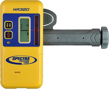 Spectra Precision HR320 Laser Receiver with Rod Clamp – Dual LCD, 2-In Capture Height, IP67 Drop Resistant, 70-Hour Runtime – 100 DB speaker