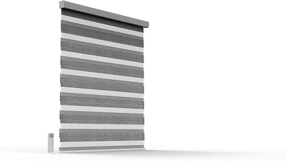 Yoolax Motorized Zebra Blinds Works with Alexa, Motorized Blinds with Remote Custom Size, Privacy Electric Zebra Shades for Windows (80% Shading Luxury Coffee)