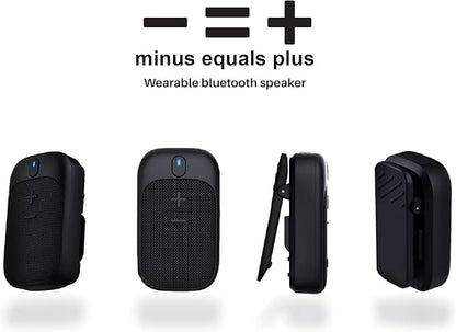 MINUS EQUALS PLUS - = + Golf Speaker/Wireless Wearable Bluetooth Speaker/Portable/Clip on/Up to 18hrs of Battery Life/Built-in Mic for Hands-Free Music and Calls/Water Resistant/Modern Design (Black)