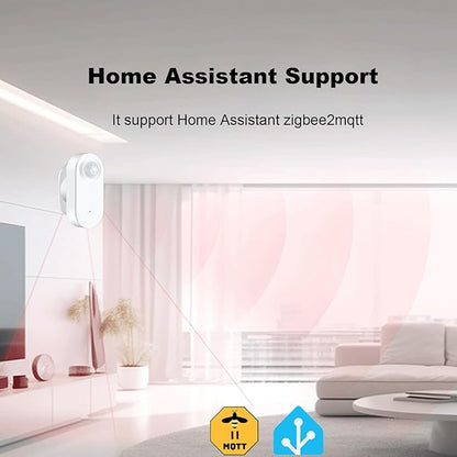 Haozee Smart Motion Sensor, Zigbee PIR Motion Sensor with Illumination, High Sensitivity, Real-time Detection, Zigbee Hub Required, Supports Home Assistant, Zigbee2MQTT