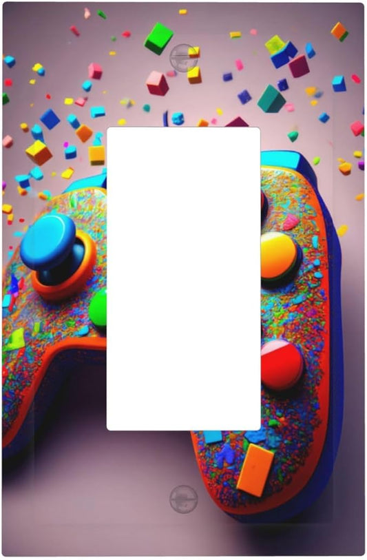 Bvtewkhz Videos Game Controller 1 Gang Single Rocker Decorative Light Switch Covers Electrical Faceplate Switchplates for Bathroom Kitchen Home