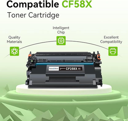 CF258X 58X Toner Cartridges Black High Yield with Chip Compatible Replacement for HP 58A 58X CF258A CF258X for LaserJet MFP M428fdw M428fdn M428dw M404 M428 Pro M404n M404dn M404dw Printer(2 Pack)