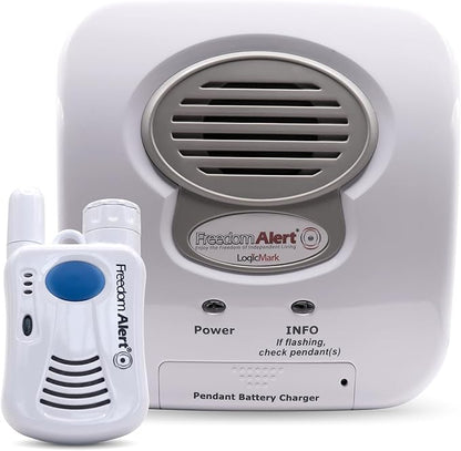 LogicMark Freedom Alert, Landline Personal Emergency Device, 2-Way Call with Family and Police for Home Safety, Device for Seniors and The Elderly