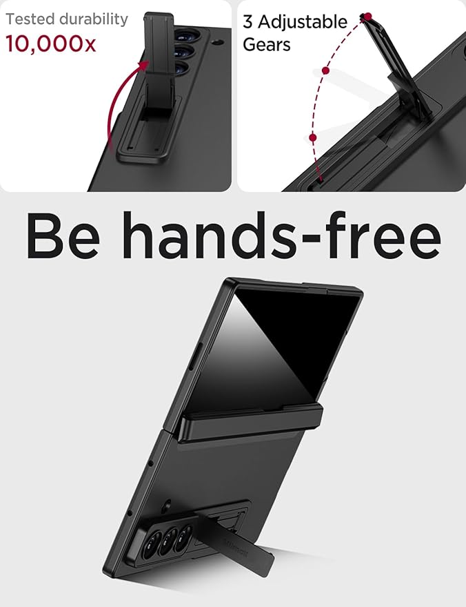 Miimall for Samsung Galaxy Z Fold 7 Case with Privacy Screen Protector, [Anti Spy] Built-in Adjustable Kickstand & Magnetic Hinge Protection Full-Body Protective Case for Galaxy Z Fold 7 5G Black
