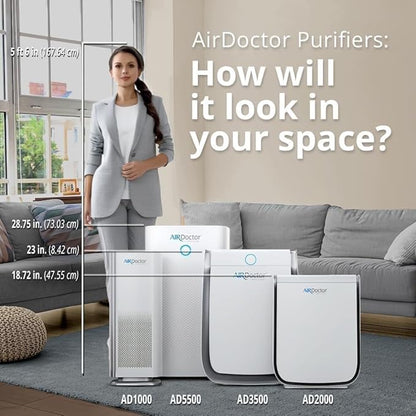 AirDoctor 4000 Air Purifier for Large Rooms | Triple filtration technology with UltraHEPA, Carbon/VOC material & Air Quality Sensor | Captures Particles 100x Smaller Than HEPA Standard (White)
