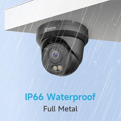 Anpviz 4MP PoE Camera Black, Full Metal Turret Security IP Camera Outdoor Indoor, Smart Dual Light Color Night Vision, AI Human Motion Detection, Built-in Mic, 2.8mm Lens, NDAA