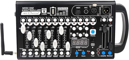 Battery DMX Controller Wireless with MIDI, DMX Board 512 Light Controller for Dj Lights, Dmx512 Lighting Console 192ch with Built-in Battery for Control Stage Light