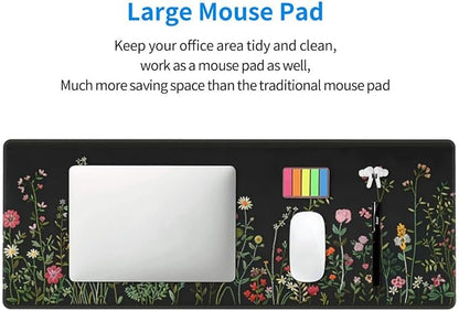 CANFLASHION Desk Pad,Office Desk Mat 31.5"×11.8" Large Gaming Mouse Pad,Durable Extended Computer Mouse Pad,Waterproof Thick Big Mouse Pads with Non-Slip Rubber Base Office Home Colorful Flowers