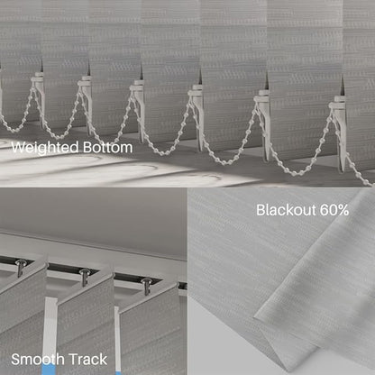 Blindify Motorized Vertical Blinds, Light Filtering Sliding Door Shades Vertical Shades Remote Control Customize, Jacquard Silver