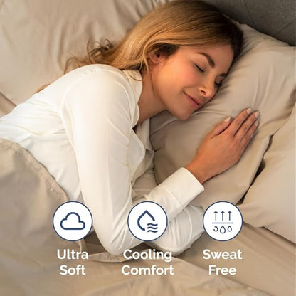 Full XL Bed Sheet Set - 4 Piece Extra Long Extended Full XL Sheets - Ultra-Soft, Breathable & Cooling - Fits 8” to 16" Mattress w/ Deep Pockets - 54" x 80" - Easy-Fit, Wrinkle & Fade Resistant - Cream