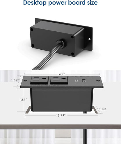Conference Recessed Power Strip,20W USB C Fast Charging,Furniture Recessed Outlet,2 Outlets,2 USB Ports Table Power Strip,Flush Mount Power Strip for Side Table,6ft Cord,Flat Plug