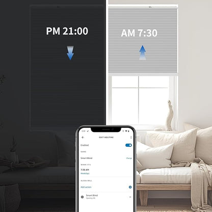 THIRDREALITY ZigBee Smart Blind Gen2, Motorized 100% Blackout Window Shades with Remote, Cordless Honeycomb Blinds, Automatic Height, C2 Rechargeable Batteries Powered, 50" W x 74" H Beige/White