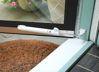 Touch 'n Hold Smooth Door Closer - Single Kit (White) - Standard-Duty Door Closer with Touch-Button Hold Open Feature & Smooth Closing Motion – for (Medium & Lightweight) Storm, Screen Doors.