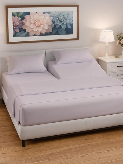 Split Head King Sheet Set – 4 Piece Flex Split Top King Sheets for Adjustable Beds - Fits 14” to 16" Mattress w/ Deep Pockets - Breathable & Cooling - Luxury Bedding and Wrinkle Free - Lavender Pink