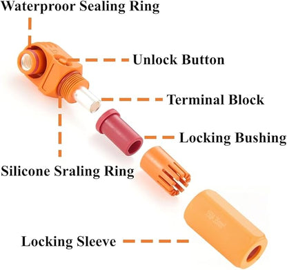 IP67 Waterproof EV Battery Container Connector Right Angle 150A 35mm² HV Energy Storage Plug,1PC (Orange, 150A)