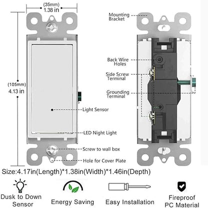 10Pack SOZULAMP Wall Switch with Night Light - Combination Nightlight and Single Pole Light Switch
