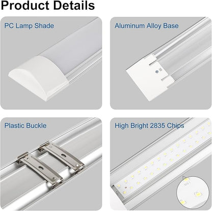 colmeguna 1 Packs 4FT LED Batten Light, Ultra-Thin Ceiling Surface Mounted Light, 40W, 4000K, IP20, LED Ceiling Lamp for Garage, Shop, Hallway, Office, Market, ver.2
