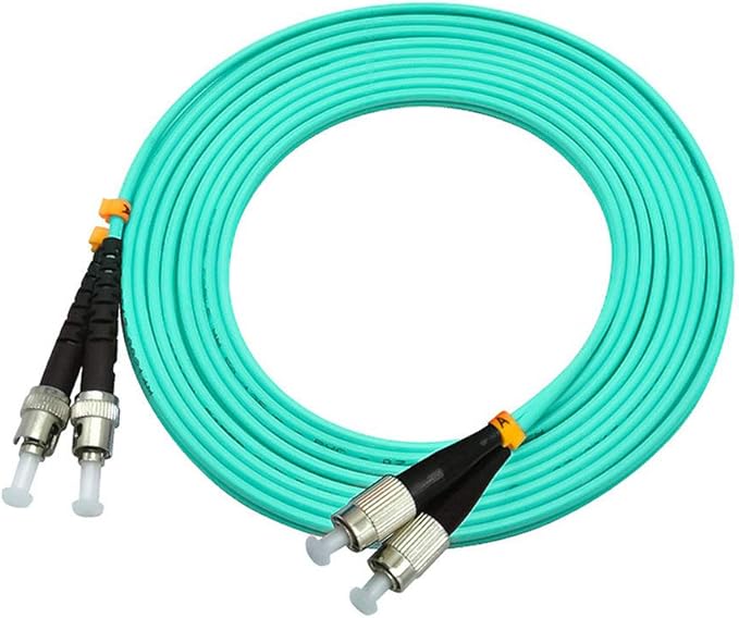 Jeirdus 10 Meters 33ft FC to ST Duplex 50/125 10G OM3 Multi-Mode Fiber Optic Cable Jumper Optical Patch Cord FC-ST