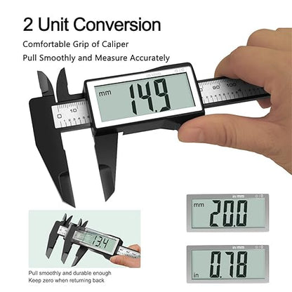 Kynup Caliper Measuring Tool, Digital Caliper Outside Micrometer with Large Screen,6Inch Caliper Tool for Mechanics, Jewelers, Woodworkers, Inch and Millimeter Conversion