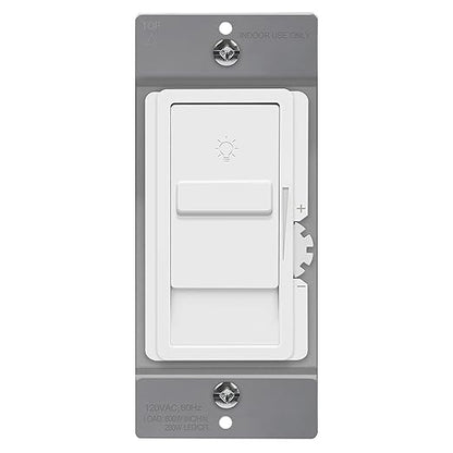 TOPGREENER Digital Dimmer Light Switch for 200W Dimmable LED/CFL Lights, Single Pole Led Slide Dimmer Switch, Neutral Wire Not Required, UL Listed, TGDS1-W, White,1 Pack