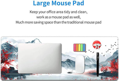 CANFLASHION Desk Pad,Office Desk Mat 31.5"×11.8" Large Gaming Mouse Pad,Durable Extended Computer Mouse Pad,Waterproof Thick Big Mouse Pads Non-Slip Rubber Base Office Home Japanese Mountain Sunset