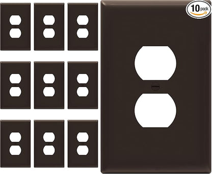 ENERLITES Duplex Receptacle Outlet Wall Plate, Jumbo Electrical Outlet Covers, Gloss Finish, Oversized 1-Gang 5.51" x 3.50", Polycarbonate Thermoplastic, 8821O-BR-10PCS, Brown, 10 Pack