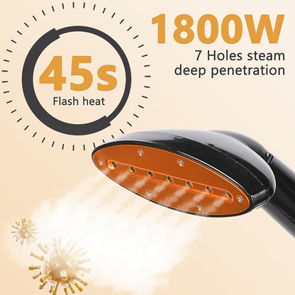 Steamer for Clothes 1800W Standing Garment Steamers 45s Fast Heat-up 90 Mins of Continuous Powerful Steam with 5L Water Tank, Pants Clip & Children's Clothing Hanger