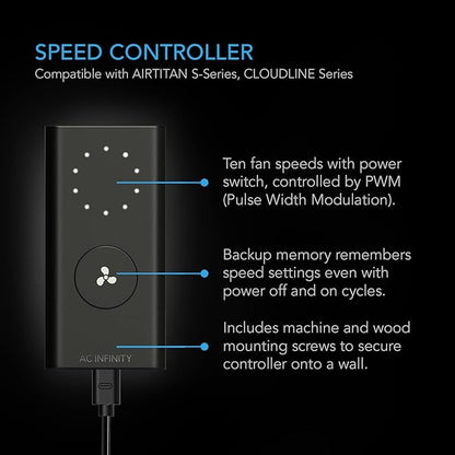 AC Infinity AIRTITAN S7, Ventilation Fan 12" with Speed Controller, IP-55 Rated for Crawl Space, Basement, Garage, Attic, Shed, Hydroponics, Grow Tents