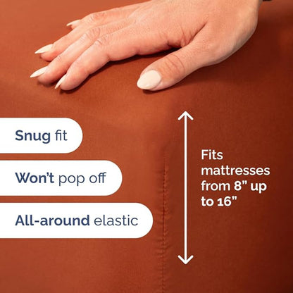 Full XL Bed Sheet Set - 4 Piece Extra Long Extended Full XL Sheets - Soft, Breathable & Cooling - Fits 8" to 16" Mattress w/ Deep Pockets - 54" x 80" - Easy-Fit, Wrinkle & Fade Resistant - Terracotta