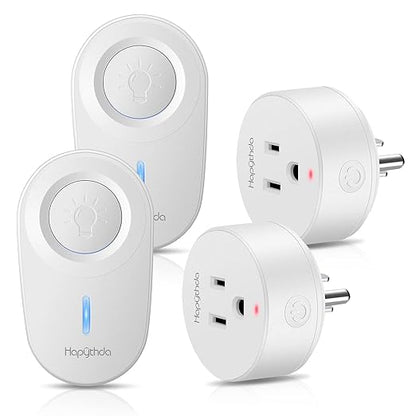 [2 Pack] HAPYTHDA Wireless Remote Control Outlet Plug, No Wiring Needed Remote Light Switches Kit, 500 Feet RF Range 275V/15A/1500W Electrical Remote Outlet for Light, Small Electrical Appliance