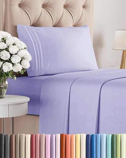 Twin XL Size 3 Piece Sheet Set - Comfy Breathable & Cooling Bed Sheets Set - Hotel Luxury Bedding for Women, Men, Kids, Teens, Boys & Girls - Deep Pockets, Soft and Wrinkle Free - Oeko-Tex - Lavender