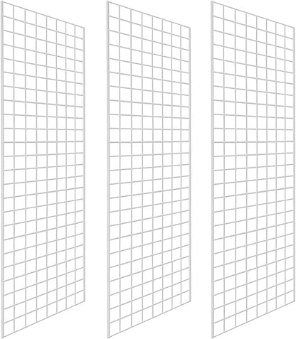NEESEEYEE Commercial Grade Gridwall Panels – Heavy Duty Grid Panel for Any Retail Display, 2’ Width x 6’ Height, 3 Gridwall Panels Per Carton (White Finish)