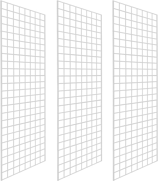 NEESEEYEE Commercial Grade Gridwall Panels – Heavy Duty Grid Panel for Any Retail Display, 2’ Width x 6’ Height, 3 Gridwall Panels Per Carton (White Finish)