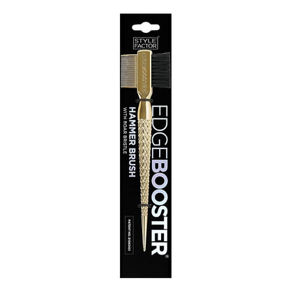 Style Factor EDGE BOOSTER® Hammer Brush Rat Tail– Double-Sided Edge Control Brush & Comb with Boar Bristles – For Edges, Slick Backs, Baby Hair Styling, and Taming Flyaways